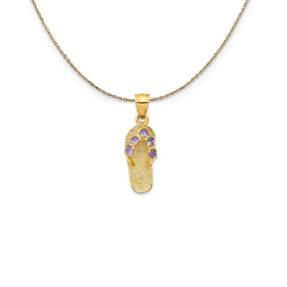 14k Yellow Gold June CZ Birthstone Flip Flop Necklace, Item N25249 by The Black Bow Jewelry Co.