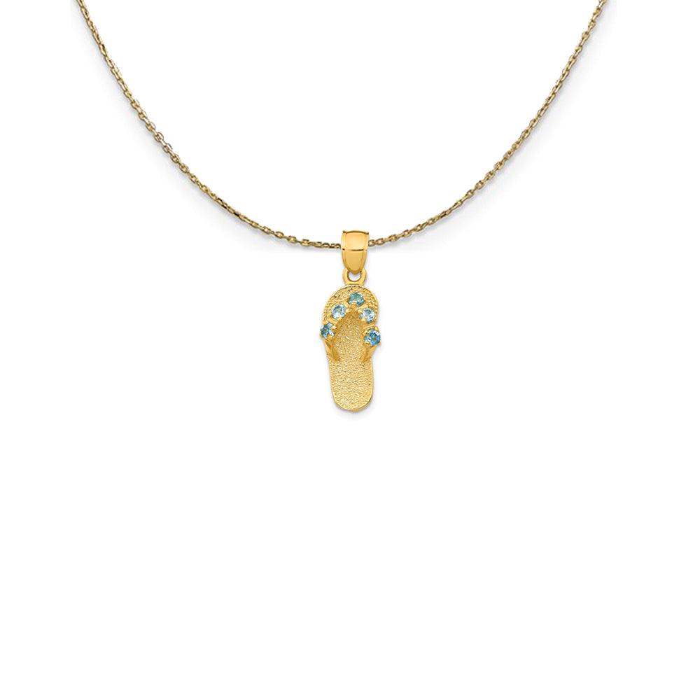 14k Yellow Gold December CZ Birthstone Flip Flop Necklace, Item N25255 by The Black Bow Jewelry Co.