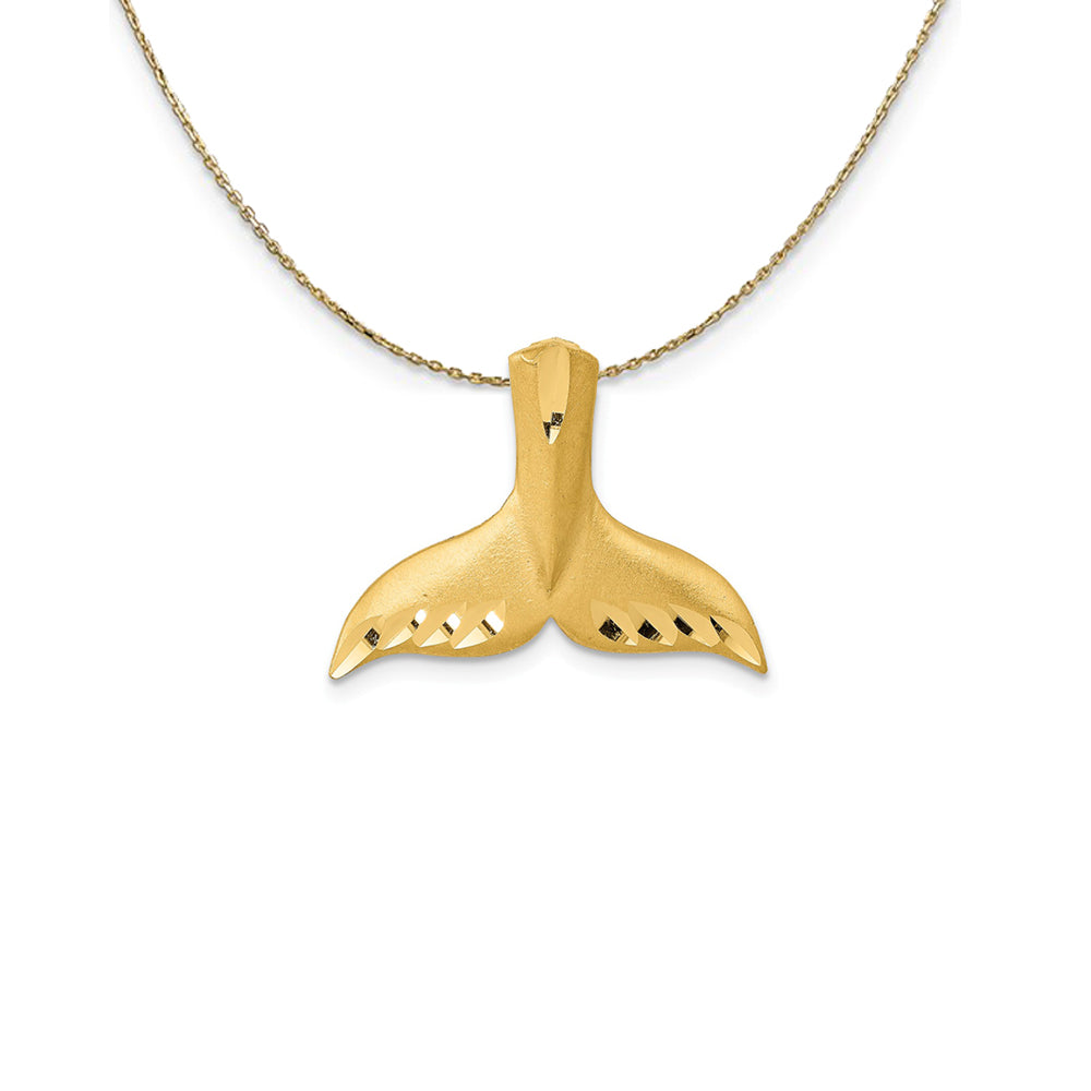 14k Yellow Gold Diamond Cut Whale Tail Slide Necklace, Item N25260 by The Black Bow Jewelry Co.