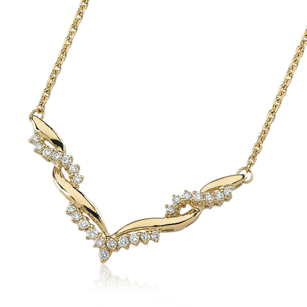 Diamond and Gold Twirl Necklace in 14k Yellow Gold - 16 Inch, Item N8028 by The Black Bow Jewelry Co.