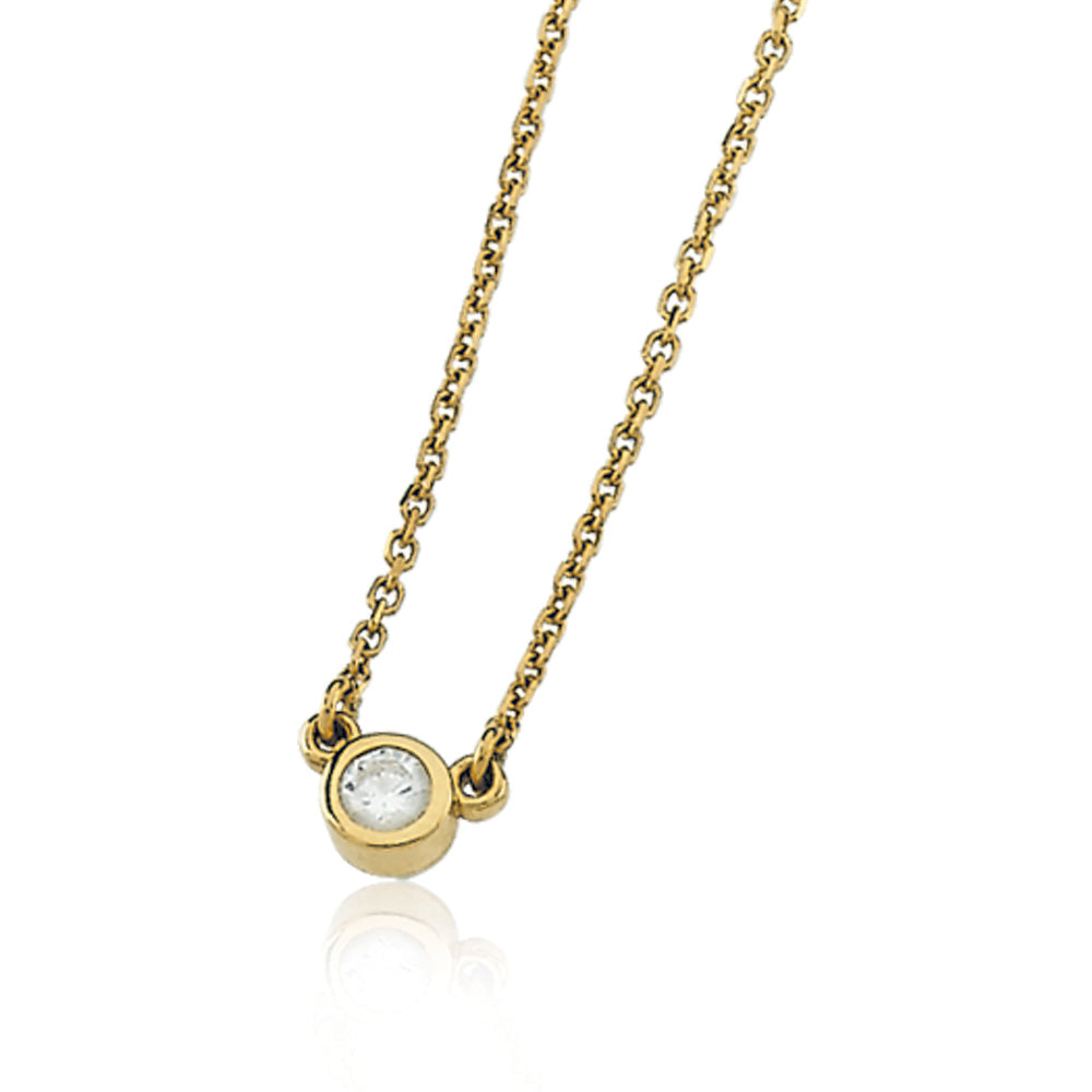 Diamond Solitaire 14k Yellow Gold Necklace - 3mm Stone, Item N8029-3 by The Black Bow Jewelry Co.