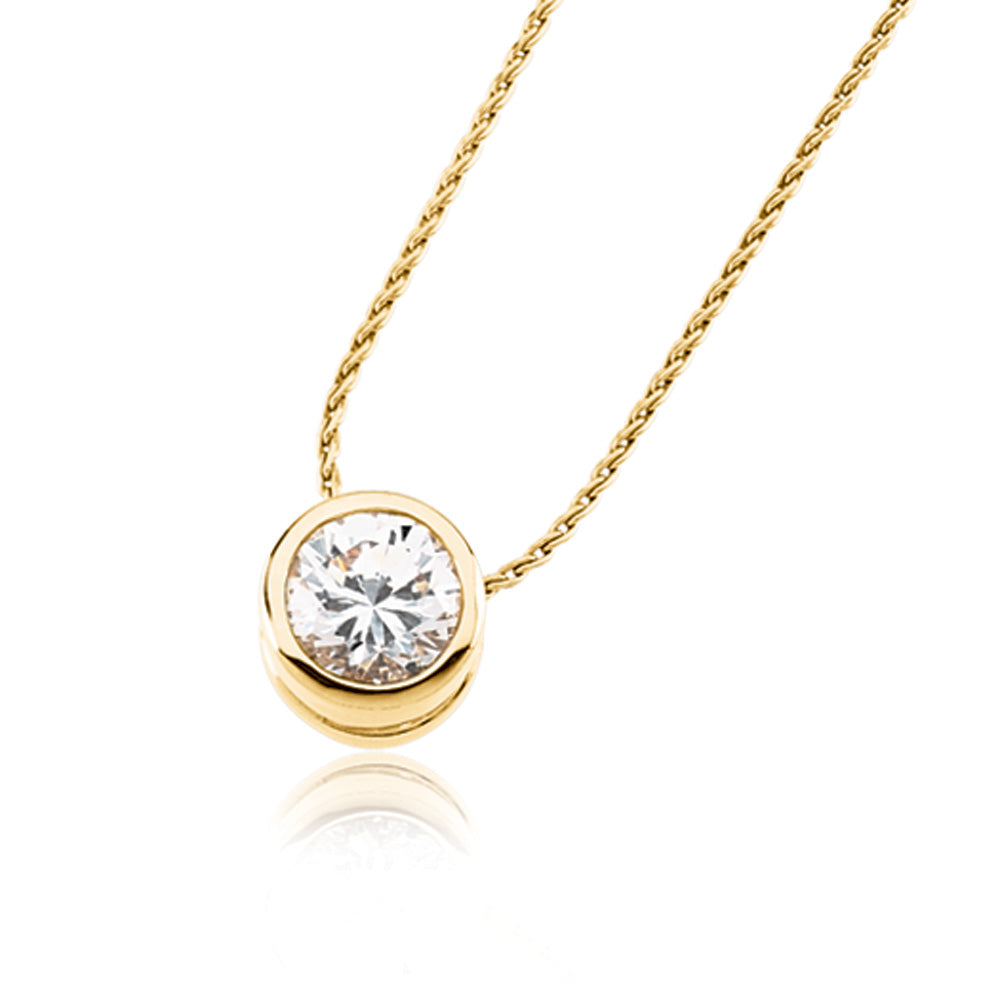Bezel Set Solitaire 14k Yellow Gold Slide with Cubic Zirconia, Item N8051 by The Black Bow Jewelry Co.