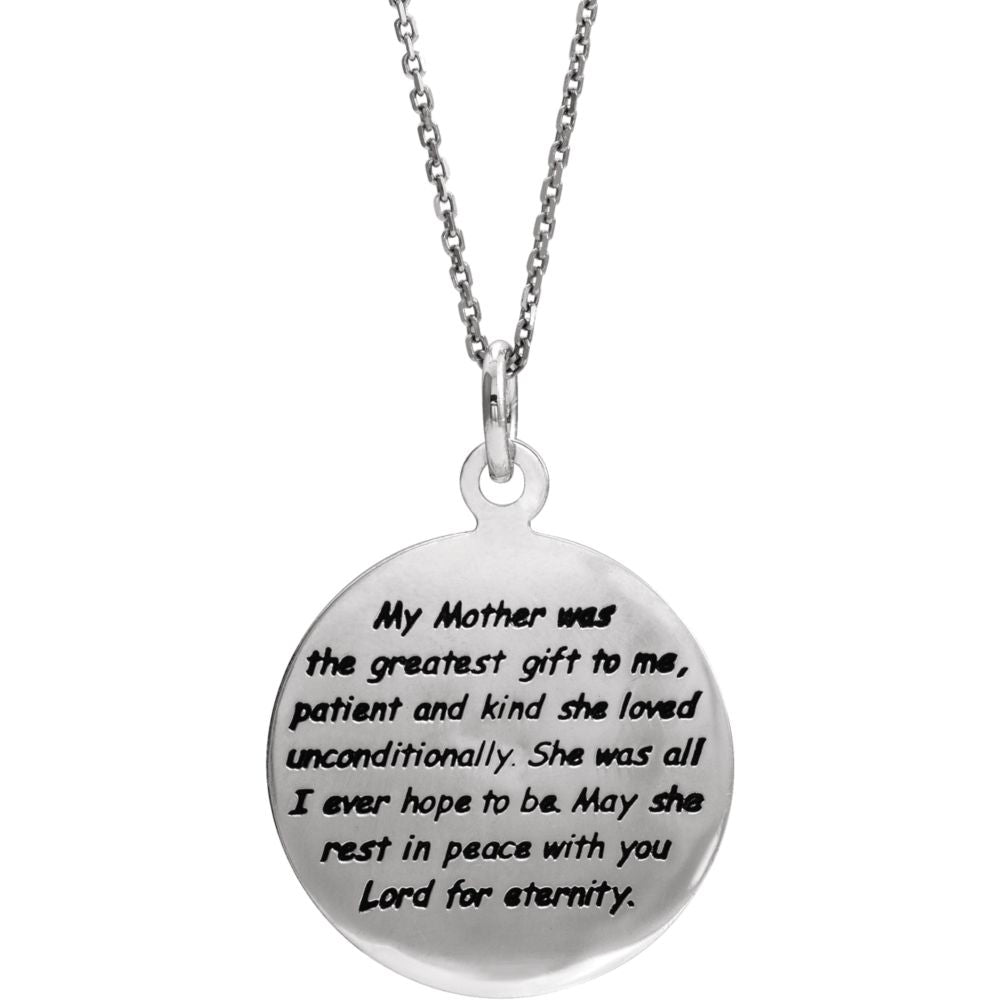Alternate view of the Loss of Mother Memorial Necklace in Sterling Silver by The Black Bow Jewelry Co.