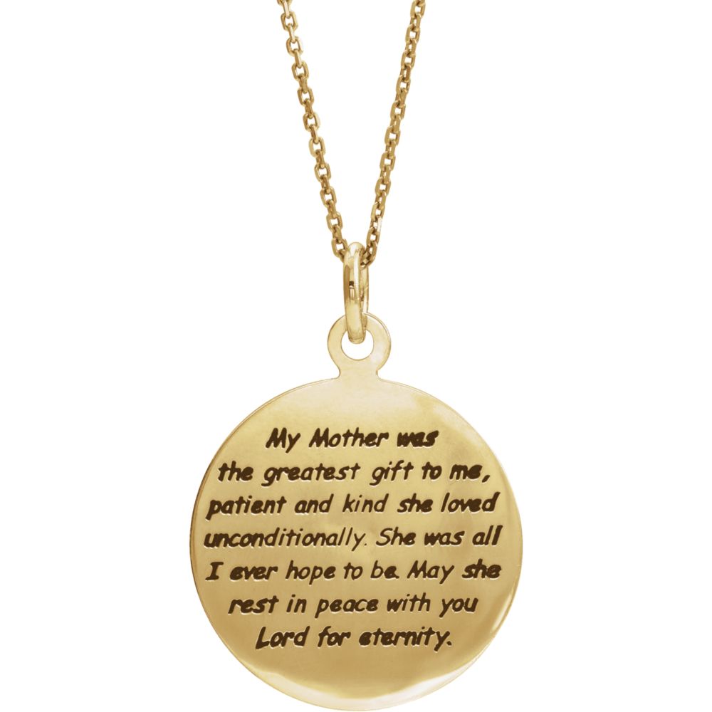 Alternate view of the Loss of Mother Memorial Necklace in 14k Yellow Gold by The Black Bow Jewelry Co.