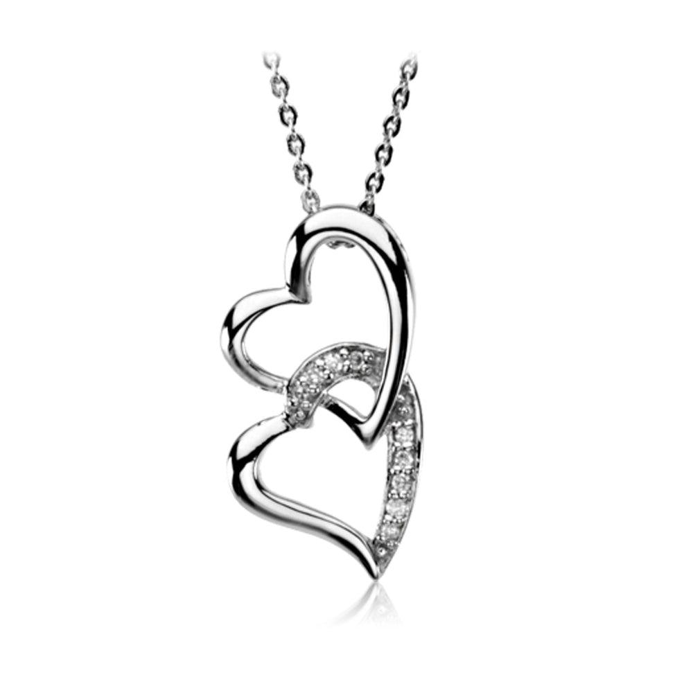 Rhodium Plated Sterling Silver &amp; CZ, Like a Sister Necklace, 18 Inch, Item N8122 by The Black Bow Jewelry Co.