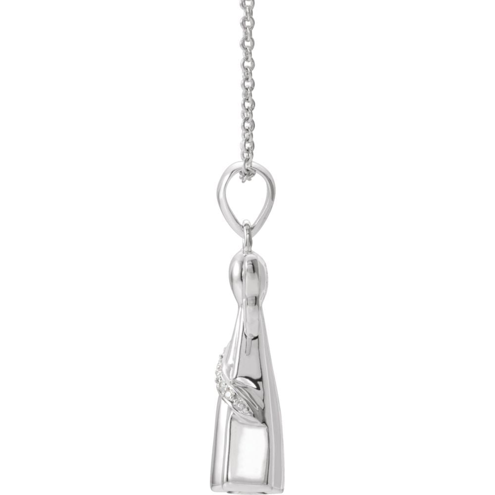 Alternate view of the Rhodium Plated Sterling Silver &amp; CZ Angel Ash Holder Necklace, 18 Inch by The Black Bow Jewelry Co.