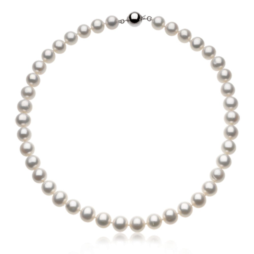 10-11mm White FW Cultured Pearl &amp; Sterling Silver 18-Inch Necklace, Item N8187 by The Black Bow Jewelry Co.