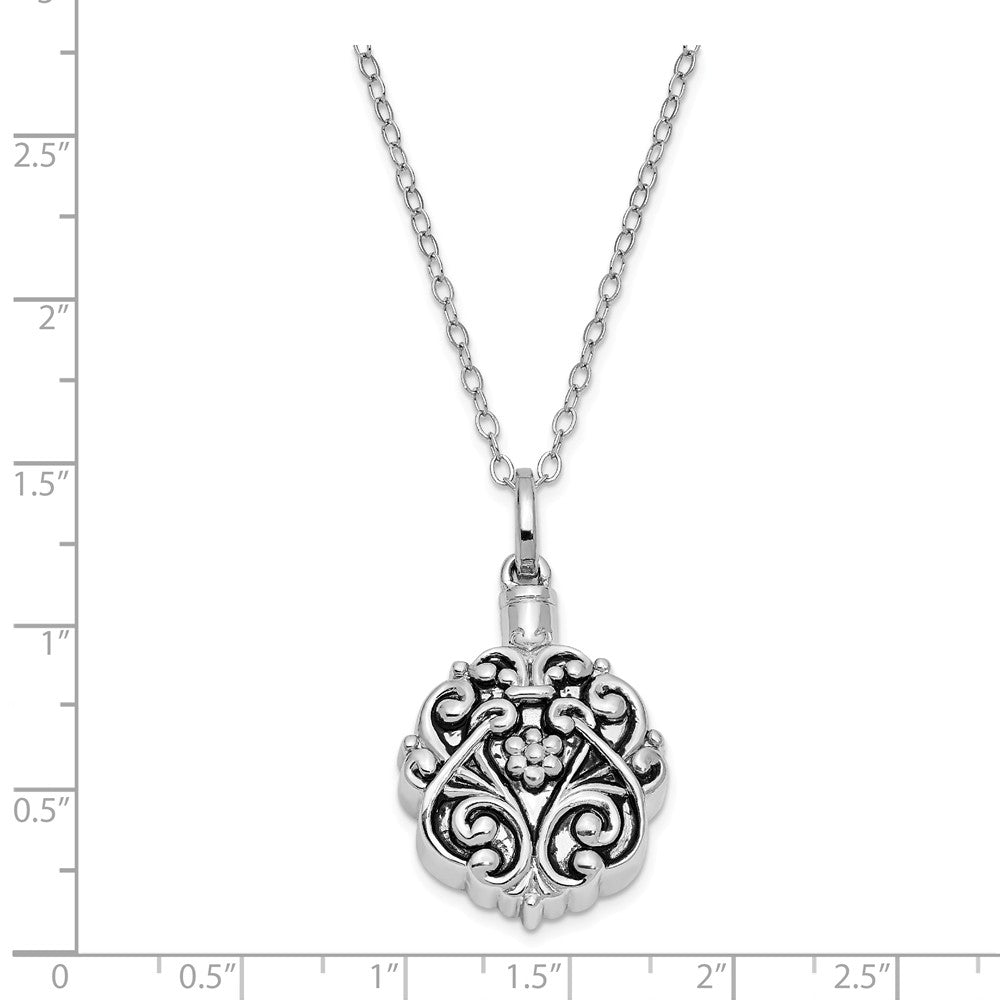 Alternate view of the Rhodium Plated Sterling Silver Scroll Ash Holder Necklace, 18 Inch by The Black Bow Jewelry Co.