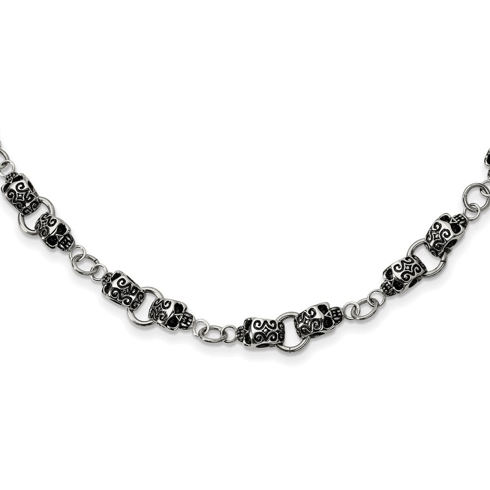 Men&#39;s Stainless Steel 12mm Tattooed Skull Chain Necklace, 24 Inch, Item N8353 by The Black Bow Jewelry Co.