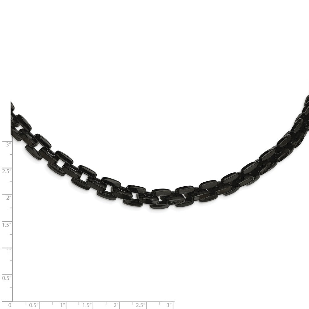 Alternate view of the 10mm Stainless Steel Black Plated Anchor Chain Necklace, 20 Inch by The Black Bow Jewelry Co.