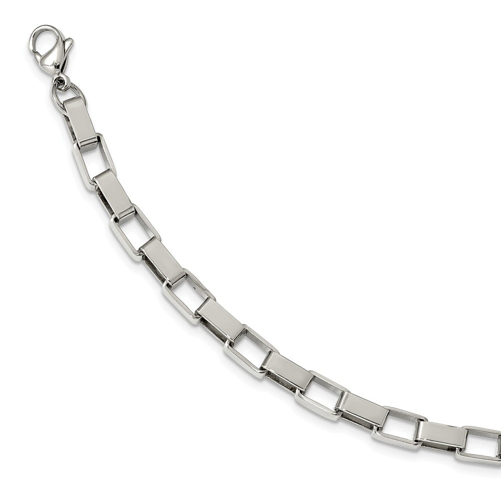 Alternate view of the Mens Stainless Steel 6mm Rectangle Rolo Chain Necklace, 22 Inch by The Black Bow Jewelry Co.
