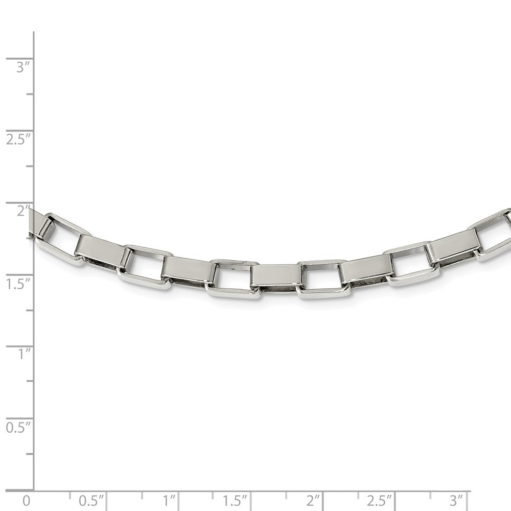 Alternate view of the Mens Stainless Steel 6mm Rectangle Rolo Chain Necklace, 22 Inch by The Black Bow Jewelry Co.