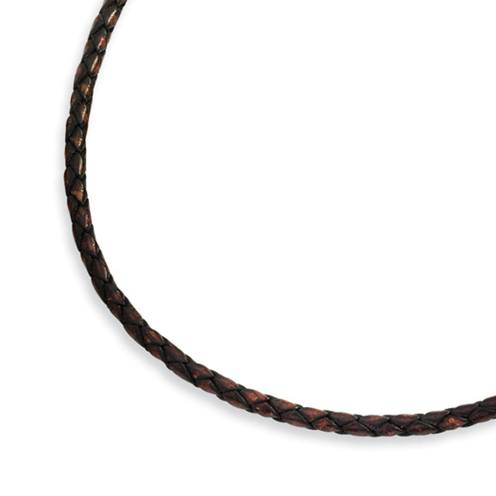 4mm Black Leather Weave Cord &amp; Stainless Steel Clasp Necklace, 20 Inch, Item N8385-20 by The Black Bow Jewelry Co.