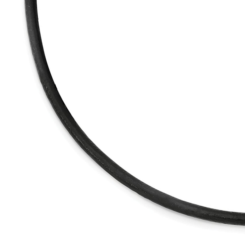 3mm Black Leather Textured Cord &amp; Stainless Steel Clasp Necklace 18 In, Item N8381-18 by The Black Bow Jewelry Co.