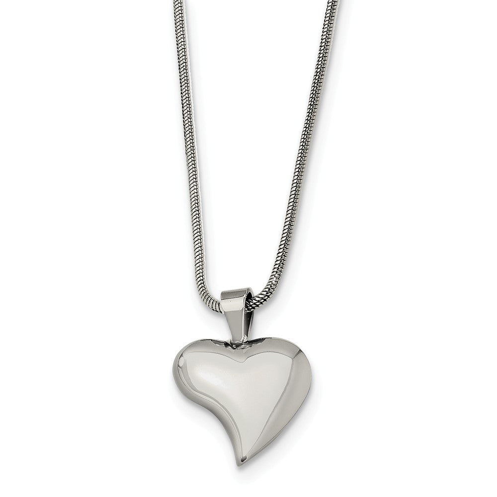 Women&#39;s Stainless Steel Polished Heart Necklace, Item N8390 by The Black Bow Jewelry Co.