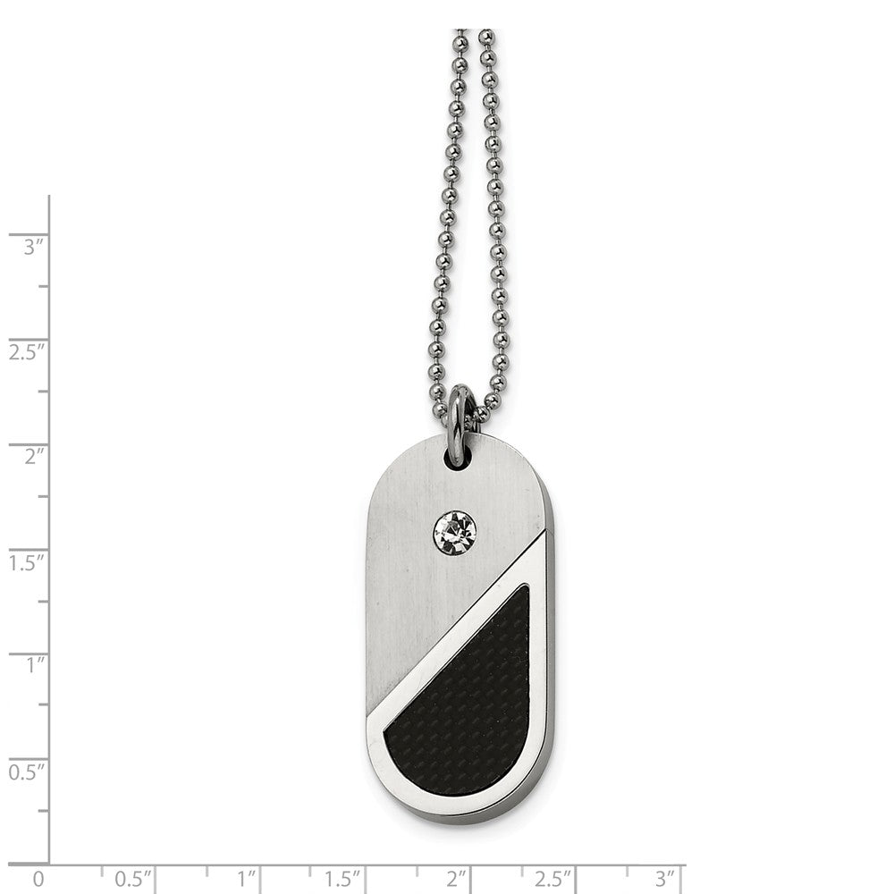 Alternate view of the Stainless Steel Dog Tag Heart Convertible Necklace with Cubic Zirconia by The Black Bow Jewelry Co.