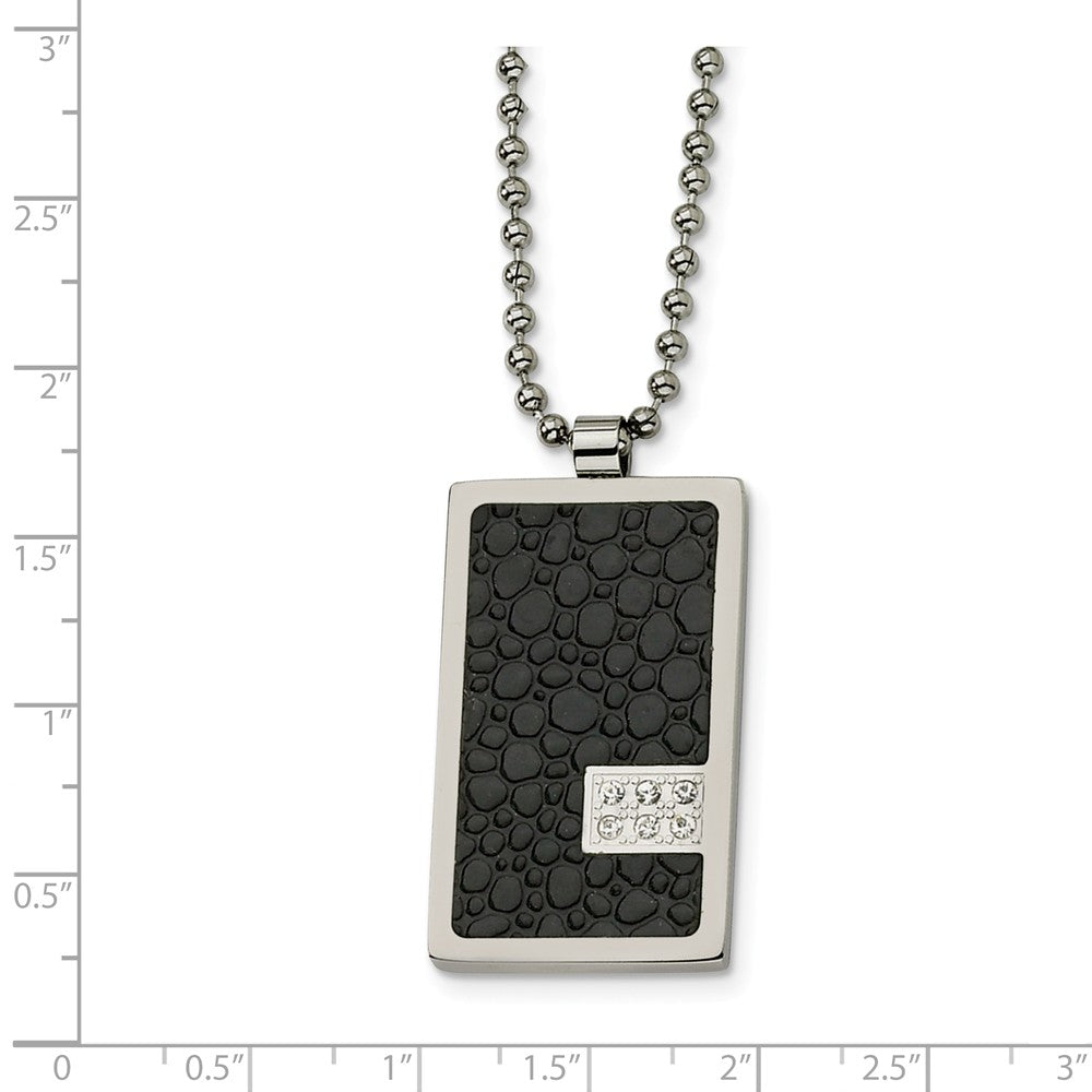 Alternate view of the Men&#39;s Steel and Textured Textured Dog tag Necklace with Diamonds by The Black Bow Jewelry Co.
