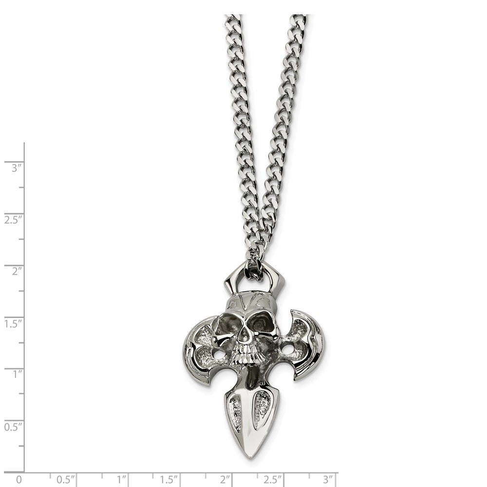 Alternate view of the Men&#39;s Stainless Steel Cross with Skull Necklace by The Black Bow Jewelry Co.