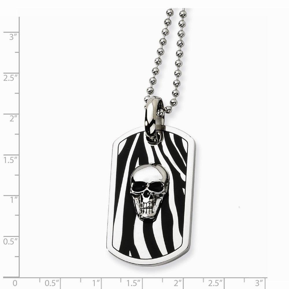 Alternate view of the Men&#39;s Stainless Steel Enameled Skull Dog Tag Necklace by The Black Bow Jewelry Co.