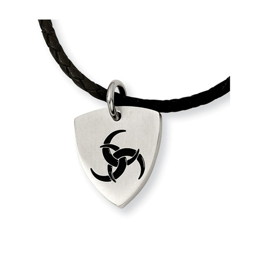 Stainless Steel Enameled Moon Shield Necklace, Item N8523 by The Black Bow Jewelry Co.