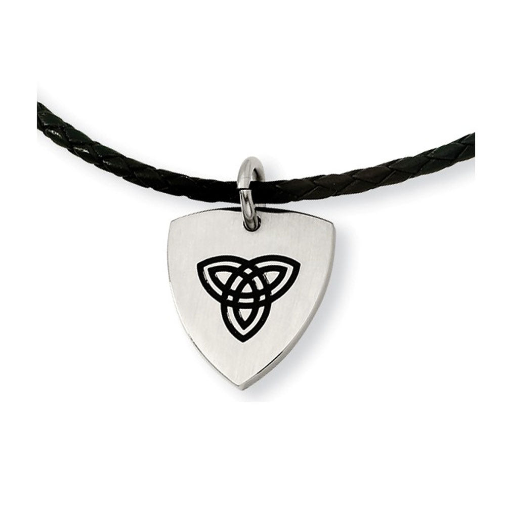Stainless Steel and Enamel Trinity Shield Necklace, Item N8533 by The Black Bow Jewelry Co.