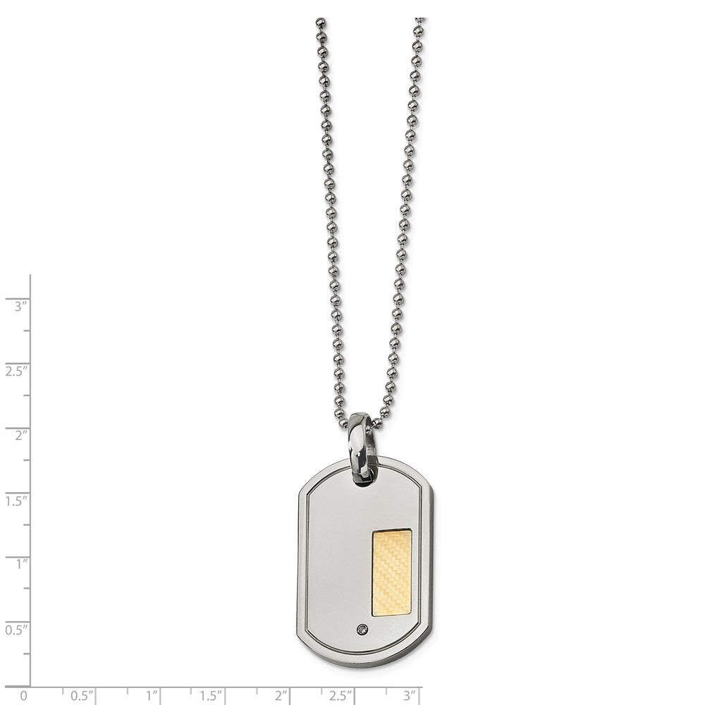 Alternate view of the Stainless Steel, 18k Gold Plated and Diamond Accent Dog Tag Necklace by The Black Bow Jewelry Co.