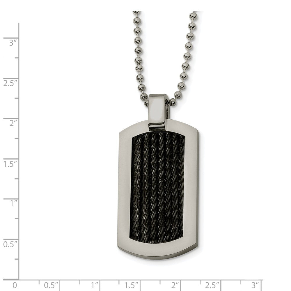 Alternate view of the Stainless Steel and Black Cable Dog Tag Necklace by The Black Bow Jewelry Co.
