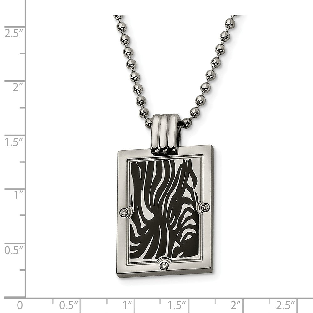 Alternate view of the Titanium and Black Enamel Diamond Necklace by The Black Bow Jewelry Co.