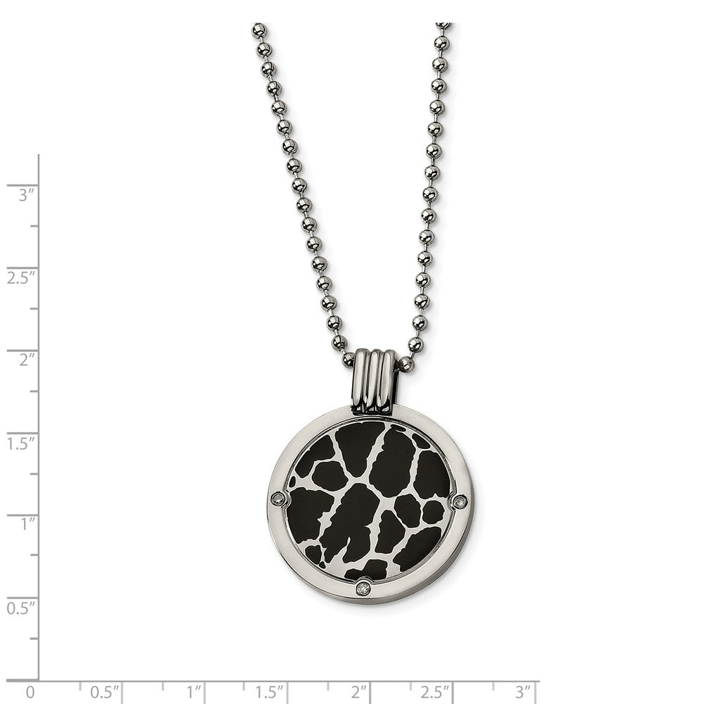 Alternate view of the Titanium and Black Enamel Diamond Circle Necklace by The Black Bow Jewelry Co.