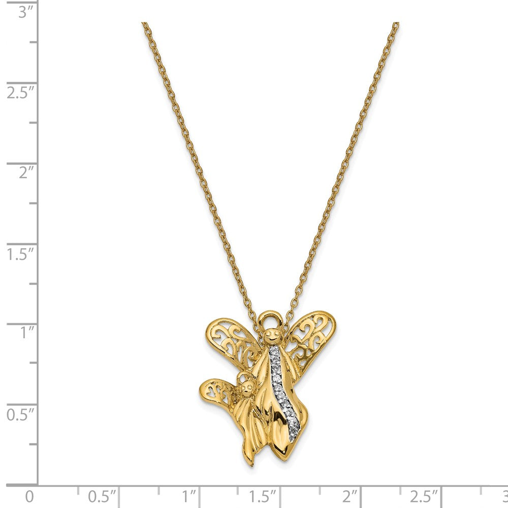 Alternate view of the Gold Tone Plated Sterling Silver &amp; CZ Angel of Motherhood Necklace by The Black Bow Jewelry Co.