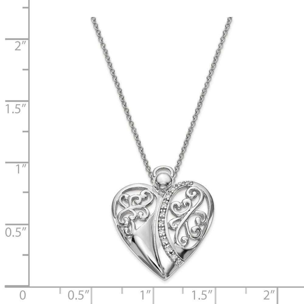Alternate view of the Rhodium Plated Sterling Silver &amp; CZ Angel of Love Necklace, 18 Inch by The Black Bow Jewelry Co.