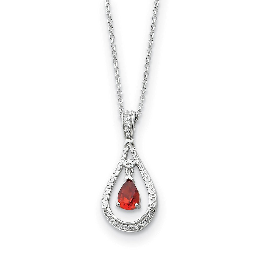 Rhodium Sterling Silver January CZ Birthstone Never Forget Necklace, Item N8657 by The Black Bow Jewelry Co.