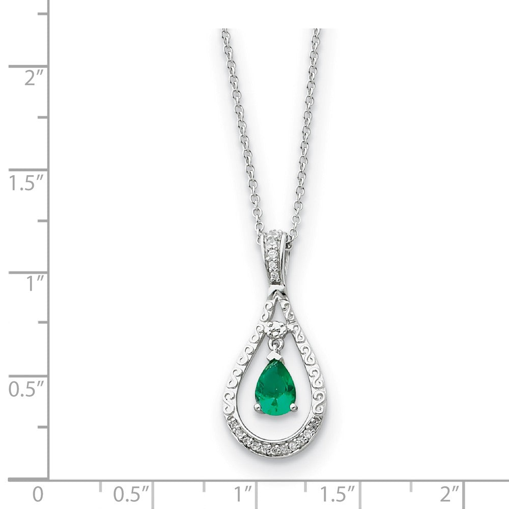 Alternate view of the Rhodium Sterling Silver May CZ Birthstone Never Forget Necklace by The Black Bow Jewelry Co.