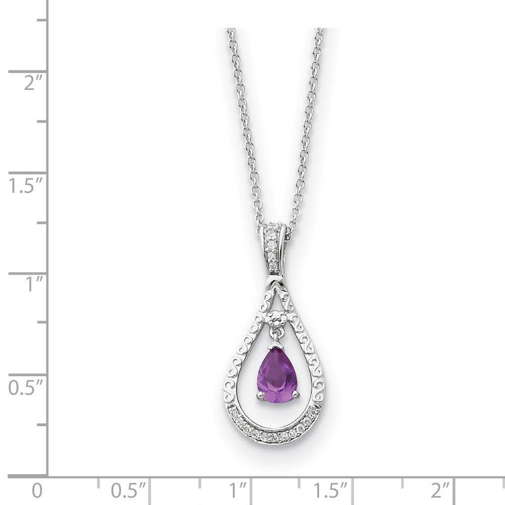 Alternate view of the Rhodium Sterling Silver June CZ Birthstone Never Forget Necklace by The Black Bow Jewelry Co.