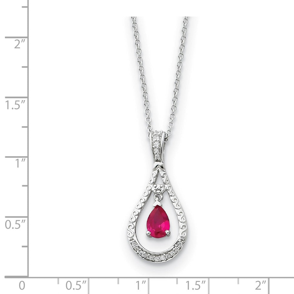 Alternate view of the Rhodium Sterling Silver July CZ Birthstone Never Forget Necklace by The Black Bow Jewelry Co.