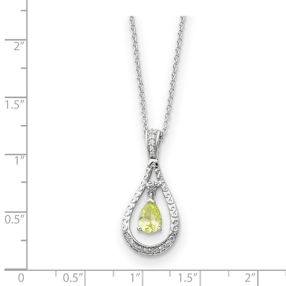 Alternate view of the Rhodium Sterling Silver August CZ Birthstone Never Forget Necklace by The Black Bow Jewelry Co.