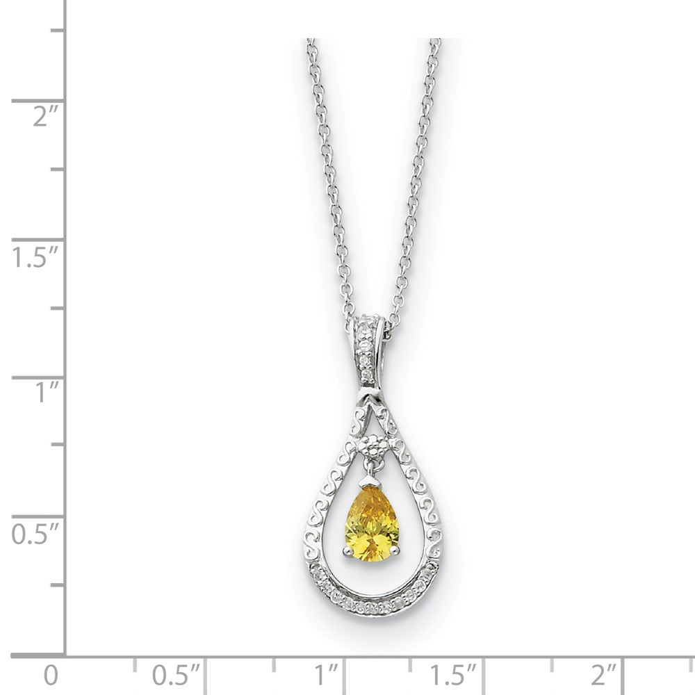 Alternate view of the Rhodium Sterling Silver November CZ Birthstone Never Forget Necklace by The Black Bow Jewelry Co.