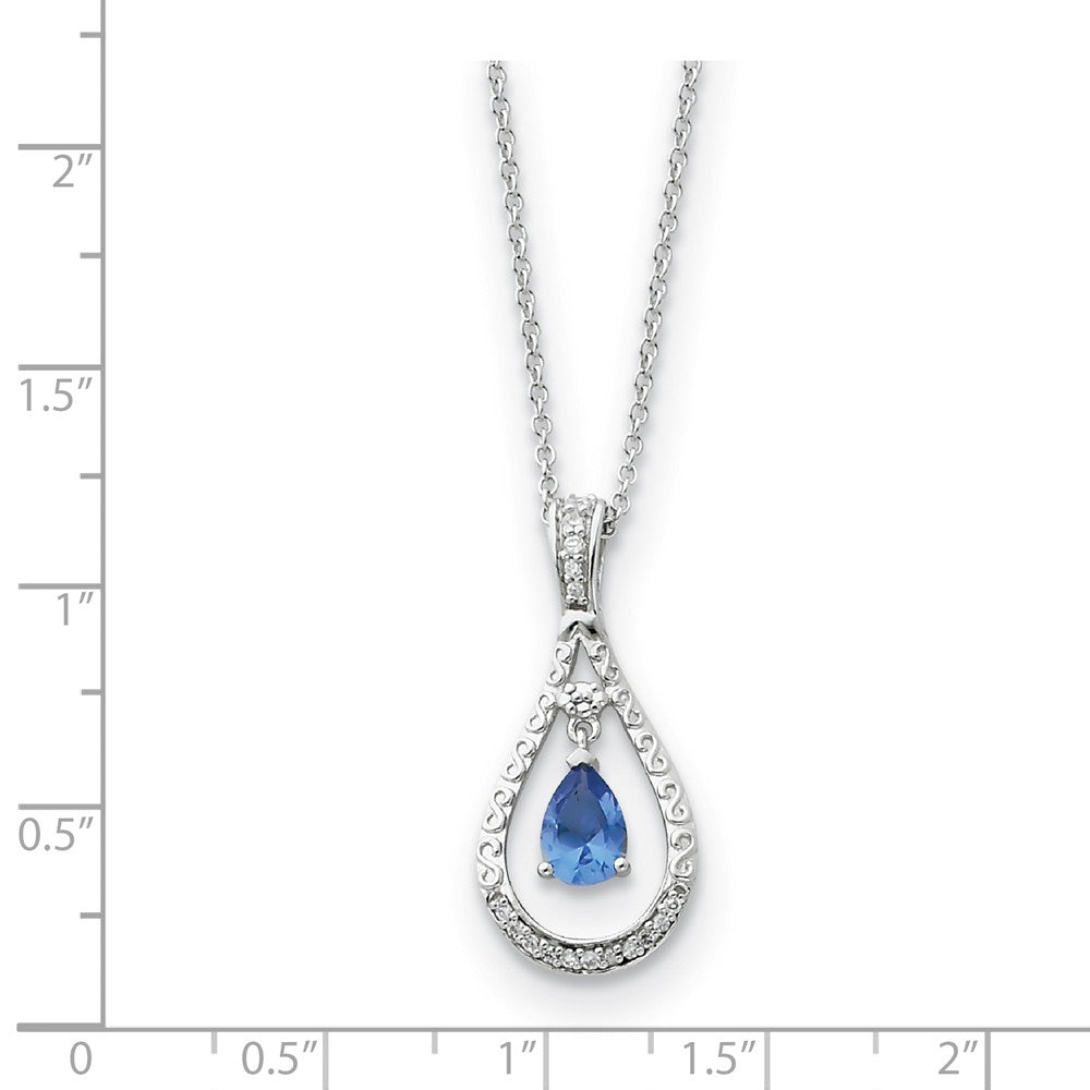 Alternate view of the Rhodium Sterling Silver December CZ Birthstone Never Forget Necklace by The Black Bow Jewelry Co.