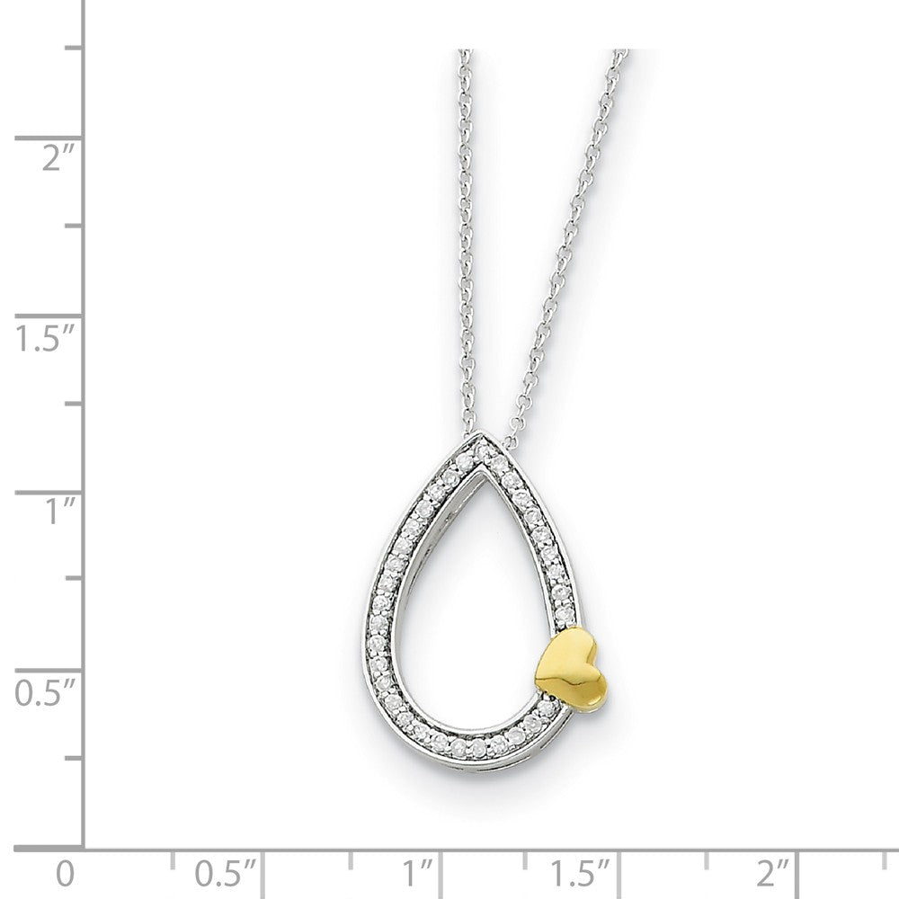 Alternate view of the Gold Tone Plated Sterling Silver &amp; CZ Tear of Love Necklace, 18 Inch by The Black Bow Jewelry Co.