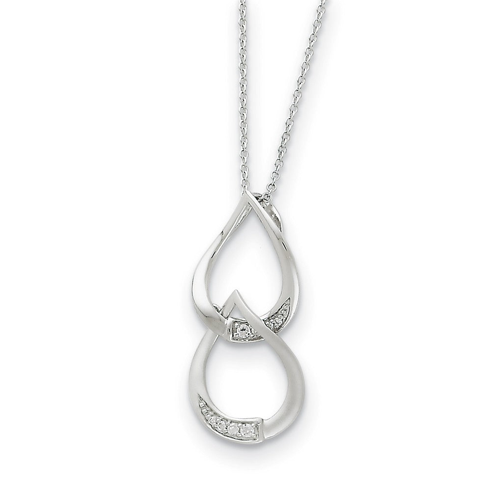 Rhodium Plated Sterling Silver &amp; CZ Tears to Share Necklace, 18 Inch, Item N8671 by The Black Bow Jewelry Co.