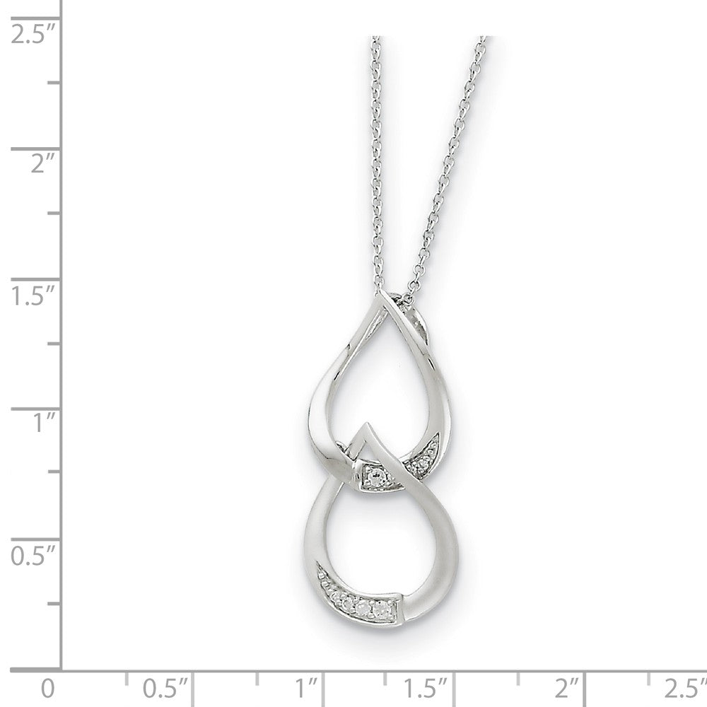 Alternate view of the Rhodium Plated Sterling Silver &amp; CZ Tears to Share Necklace, 18 Inch by The Black Bow Jewelry Co.