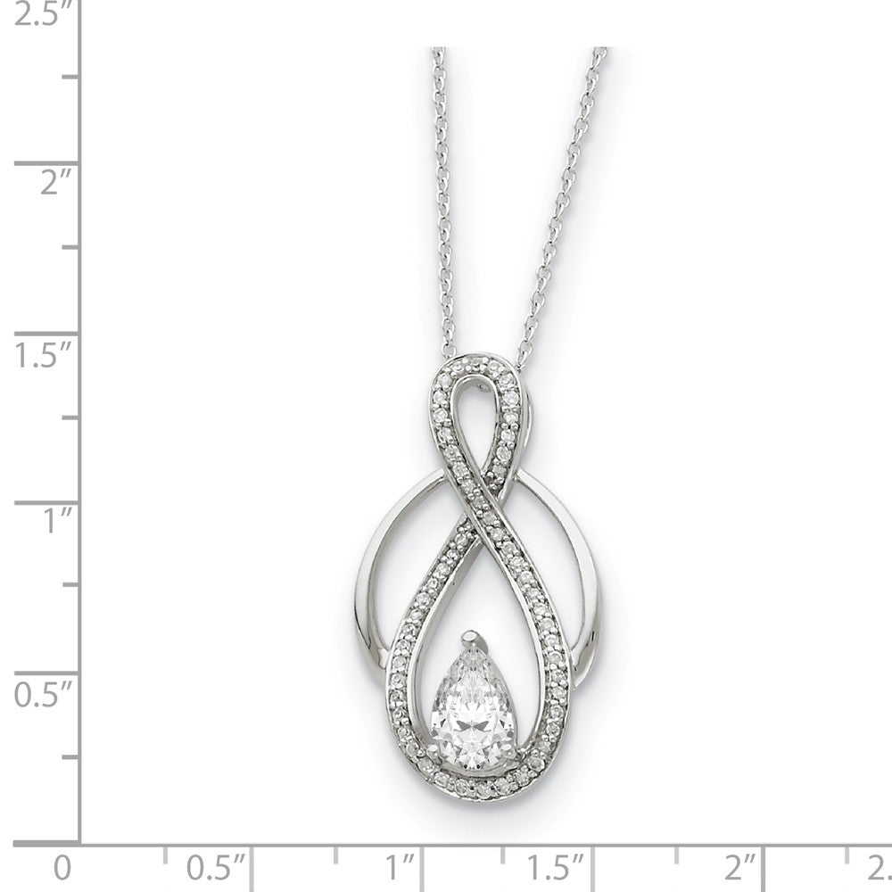 Alternate view of the Rhodium Plated Sterling Silver &amp; CZ Tear of Strength Necklace, 18 Inch by The Black Bow Jewelry Co.
