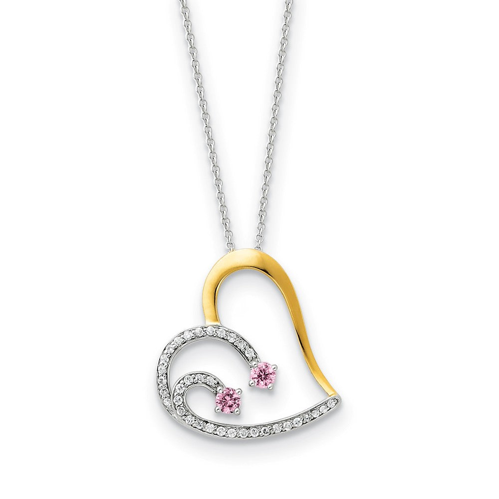 Rhodium & Gold Tone Plated Silver & CZ Forever by Your Side Necklace, Item N8677 by The Black Bow Jewelry Co.