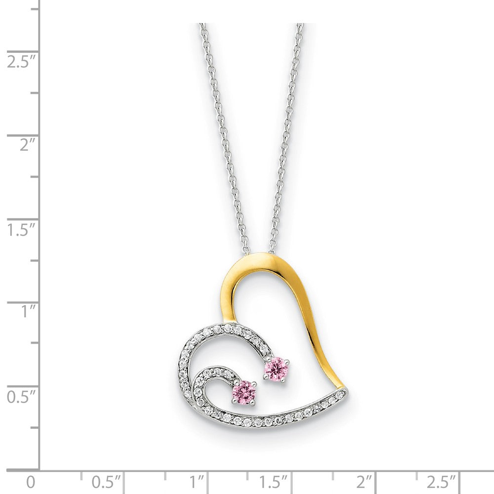 Alternate view of the Rhodium &amp; Gold Tone Plated Silver &amp; CZ Forever by Your Side Necklace by The Black Bow Jewelry Co.