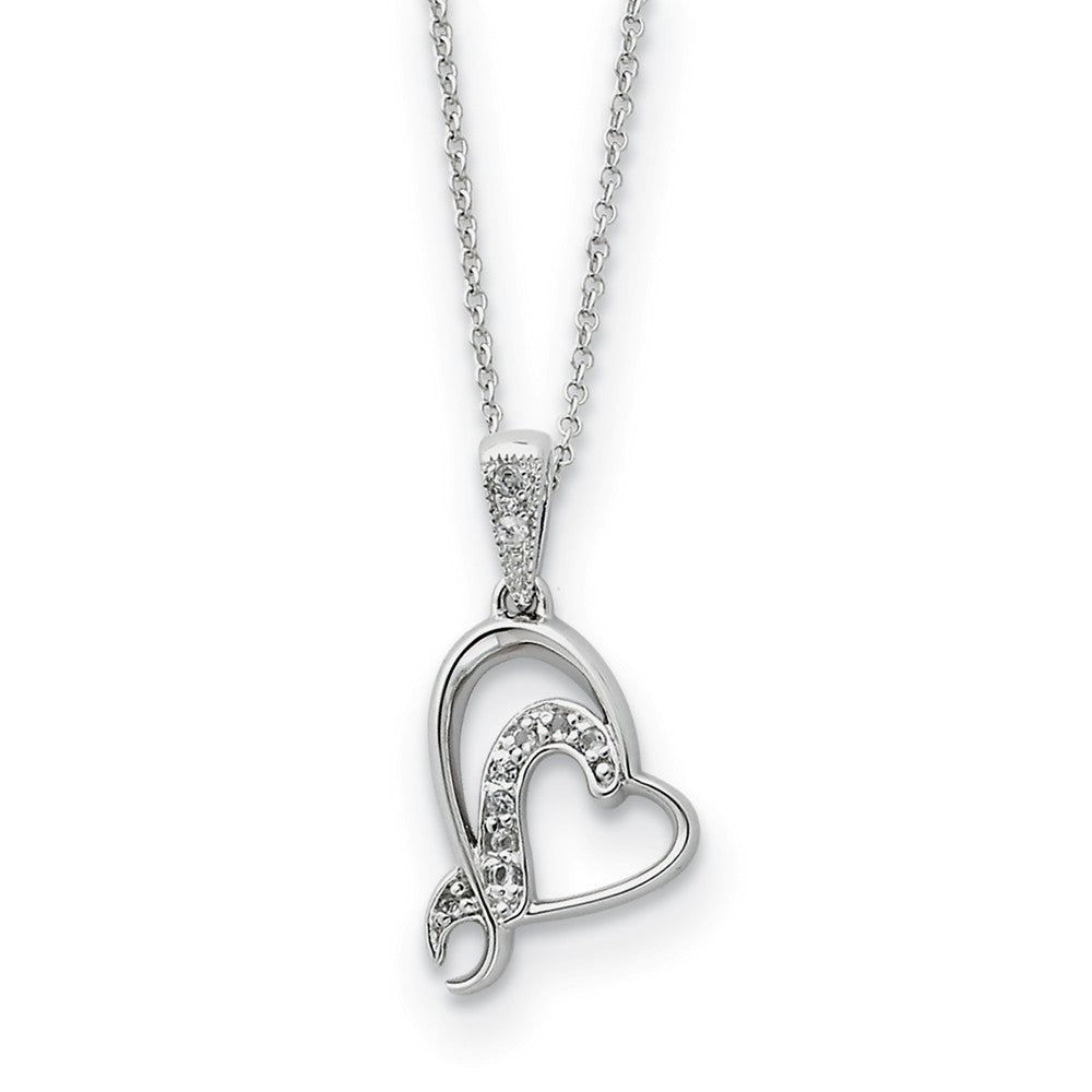 Sterling Silver &amp; CZ My Sister or My Bridesmaid Heart Necklace, 18 In., Item N8697 by The Black Bow Jewelry Co.