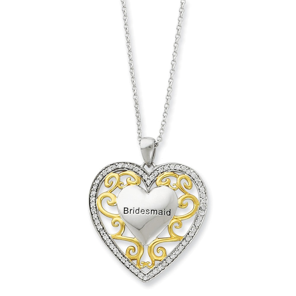 Rhodium &amp; Gold Tone Plated Silver, CZ Bridesmaid Necklace, 18 Inch, Item N8699 by The Black Bow Jewelry Co.