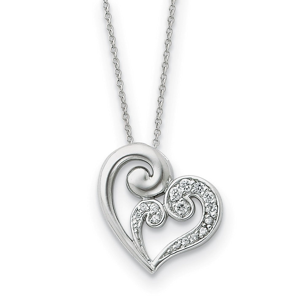Rhodium Plated Sterling Silver, A Mother&#39;s Journey Heart Necklace, Item N8703 by The Black Bow Jewelry Co.