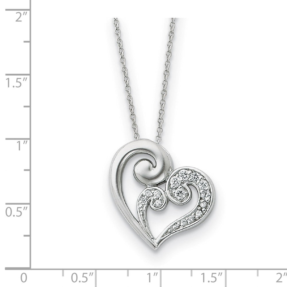 Alternate view of the Rhodium Plated Sterling Silver, A Mother&#39;s Journey Heart Necklace by The Black Bow Jewelry Co.