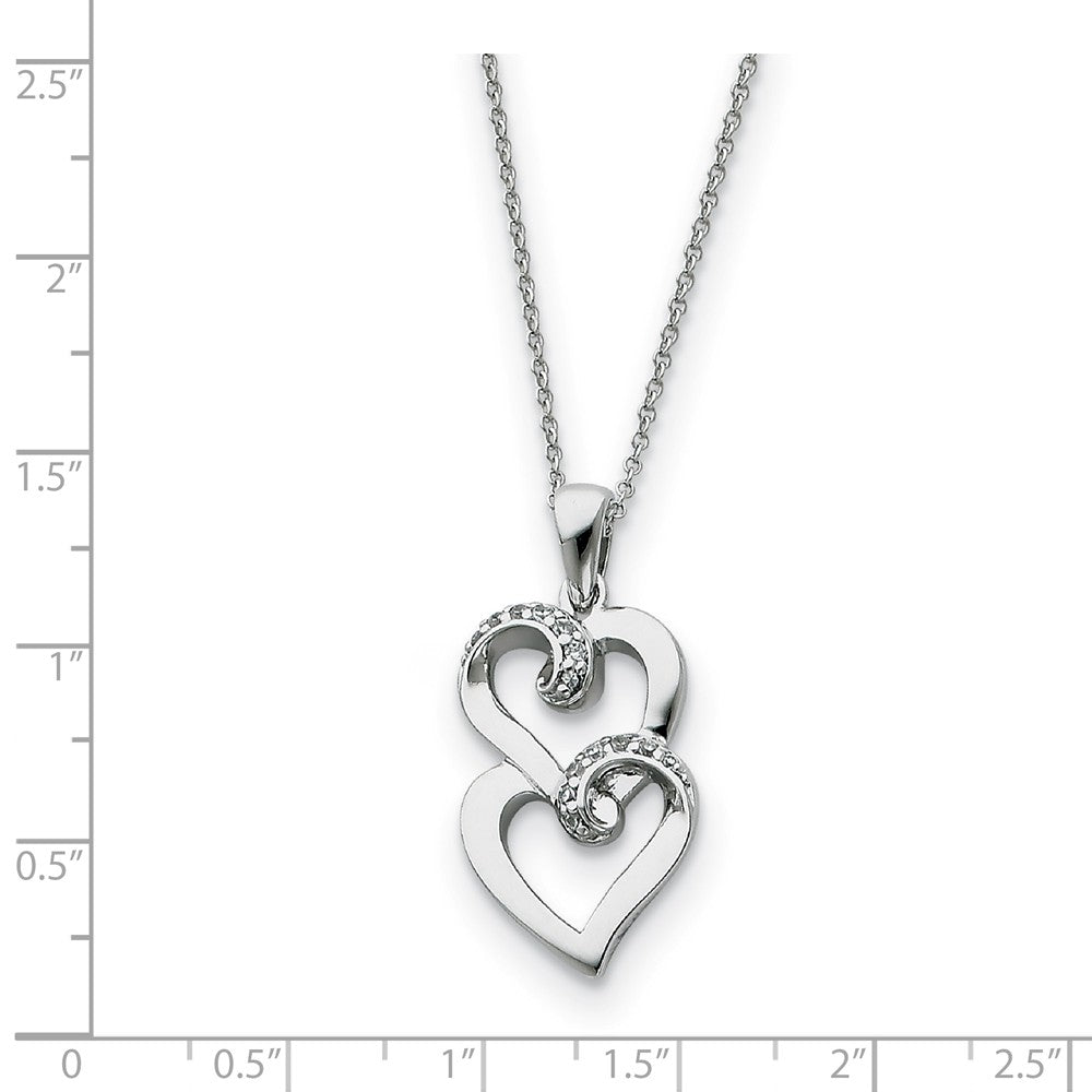 Alternate view of the Sterling Silver &amp; CZ Sisters, Friends Forever, Heart Necklace, 18 Inch by The Black Bow Jewelry Co.