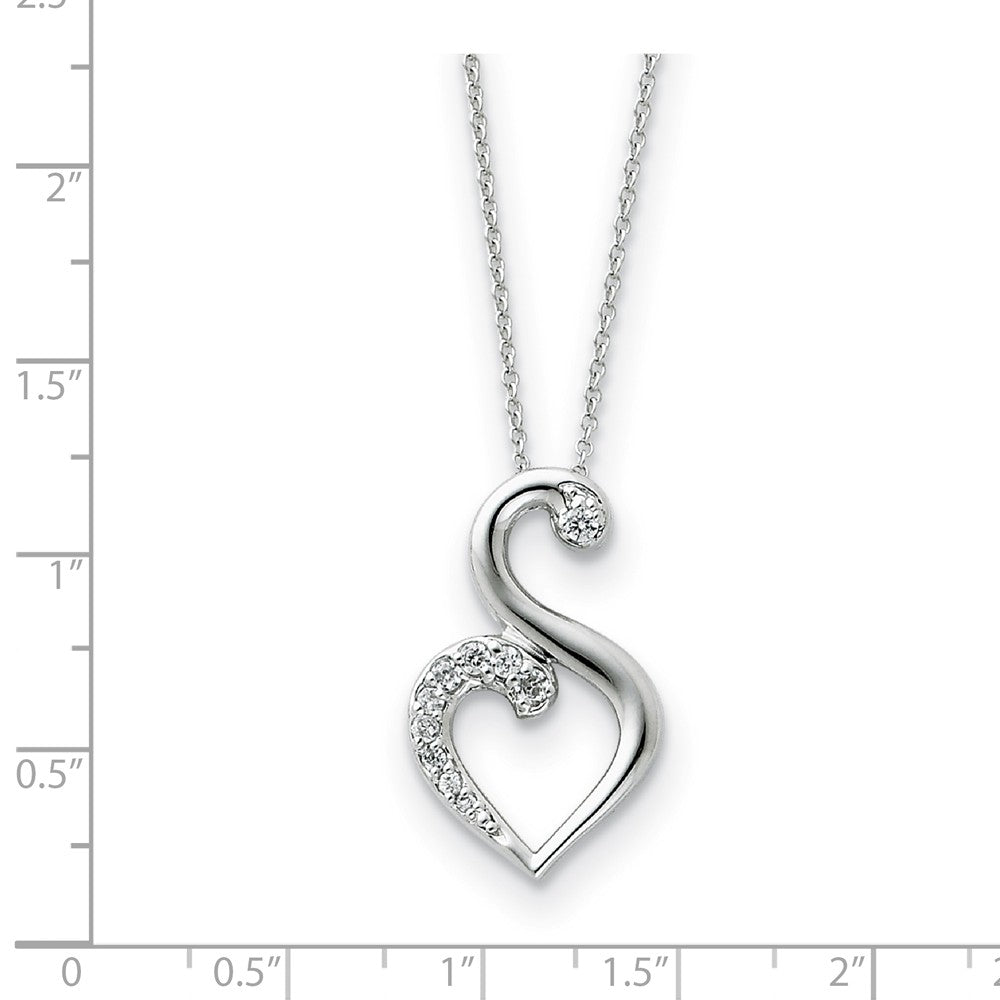 Alternate view of the Sterling Silver &amp; CZ Journey of Friendship Heart Necklace, 18 Inch by The Black Bow Jewelry Co.